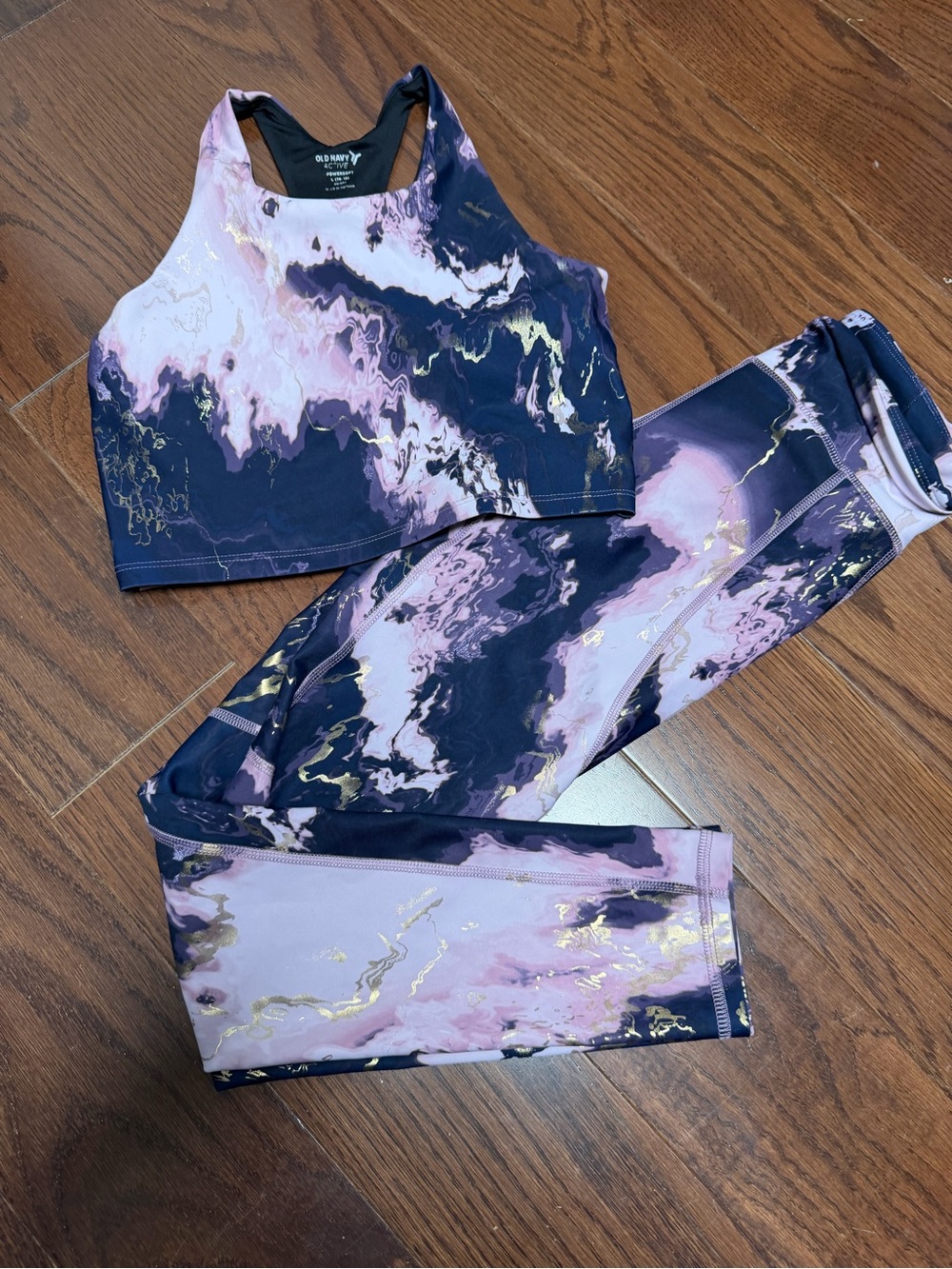 L Girls Old Navy Marble Print active set